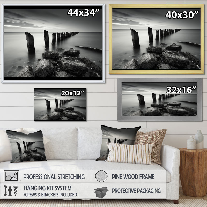 Reiner - impressions sur toile de bateau, Cadre doré simple, H 16 po x l 32 po x P 1 po
