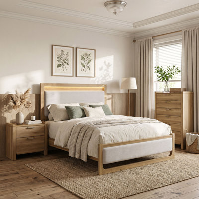 Lunora 3-Piece Bedroom Set With LED Warm Light Headboard