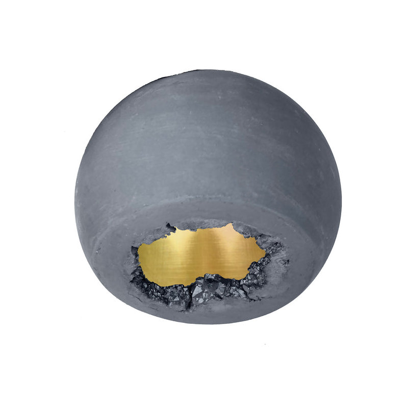 Geode 1 - Light Pendant, Matte Gray, Brass