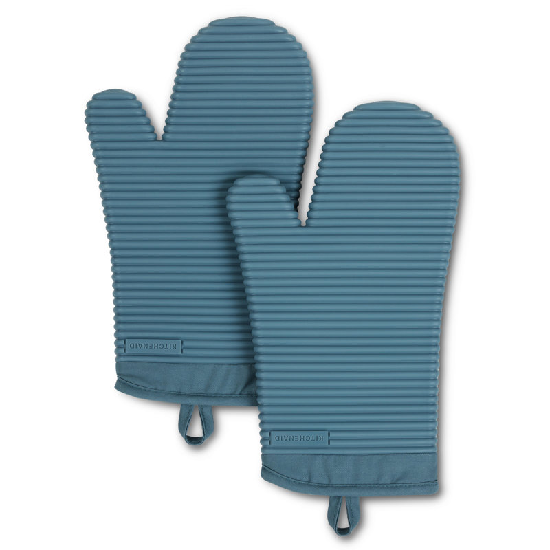 KitchenAid Ribbed Soft Silicone Oven Mitt, Dark Blue