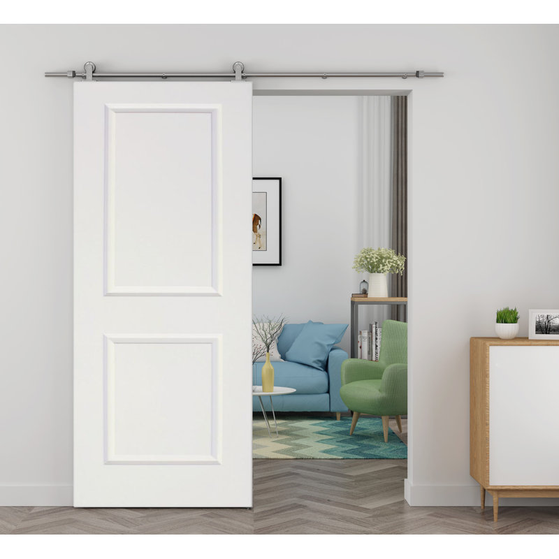 White Primed MDF 30" x 80" Barn Door Kit with Hardware