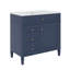 Meuble-lavabo blanc 36 po avec lavabo supérieur, armoire de rangement moderne à 2 tiroirs et plateau basculant-1585022609-1585022610