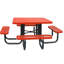 Ensemble de table et chaises rondes rouges avec trou pour parasol