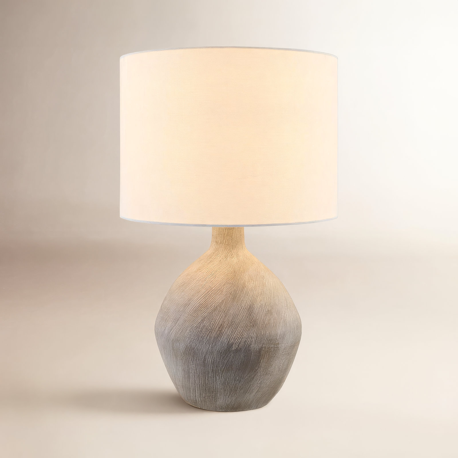 Ceramic Table Lamp, Dark Gray, White