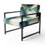 Chaise d'appoint rembourrée abstraite sarcelle et dorée Abstract Expression III-669827771