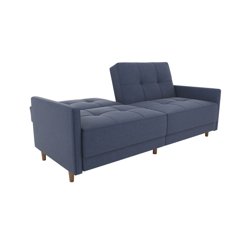 Besnard Twin 76'' Upholstered Convertible Sofa, Navy Performance