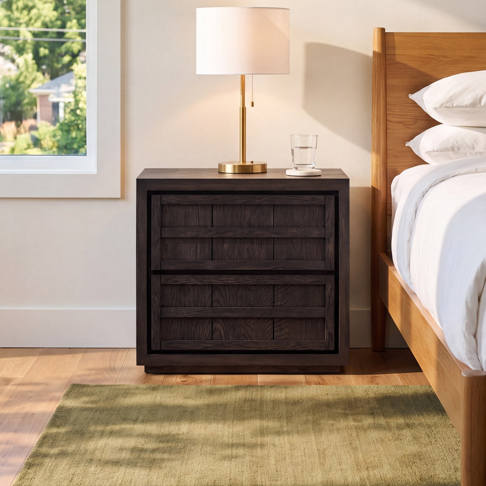 Scotty Oak Nightstand, Charcoal