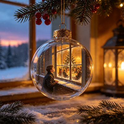 Décorations de Noël 10 cm, histoire de Noël, boule de Noël, scène de Noël, décoration suspendue à un arbre de Noël, accrocher sur les crochets de la fenêtre de l'arbre de Noël ou sur la cheminée.