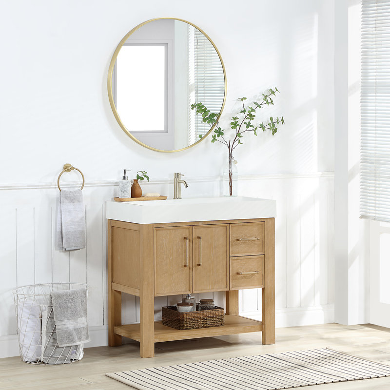 Maho 35.4'' Single Bathroom Vanity with Engineered Stone Top
