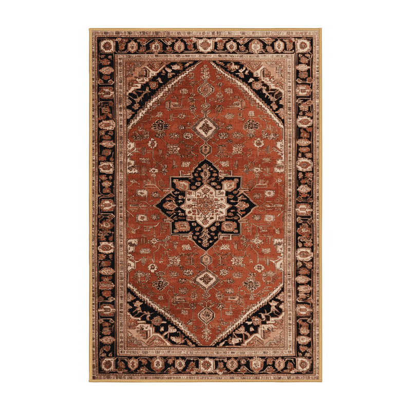 Tapis brun lavable à la machine, Rectangle 5 pi x 7 pi