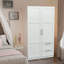 Grand garde-robe blanc avec garde-manger et garde-manger avec 2 portes, 2 tiroirs, 5 tablettes de rangement et un rangement polyvalent