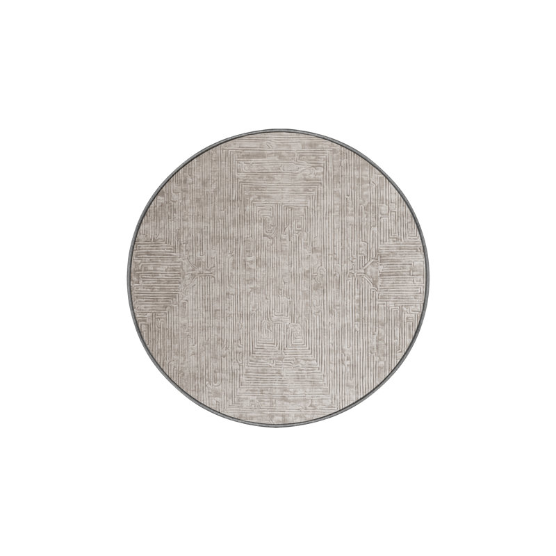 Machine Washable Gray Area Rug, Round 4'