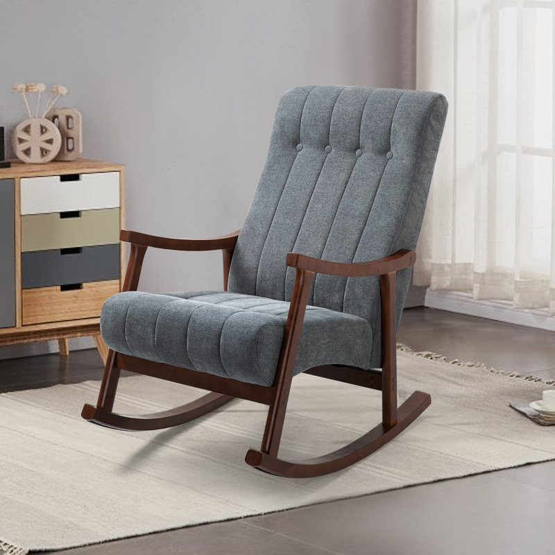 Chaise berçante avec pieds en bois massif, Gris foncé