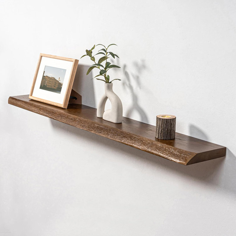 Tablettes flottantes pour la décoration murale, étagère murale en bois de frêne massif fabriquée à la main avec support invisible robuste, tablette murale pour cuisine, salle de bain, salon, bureau