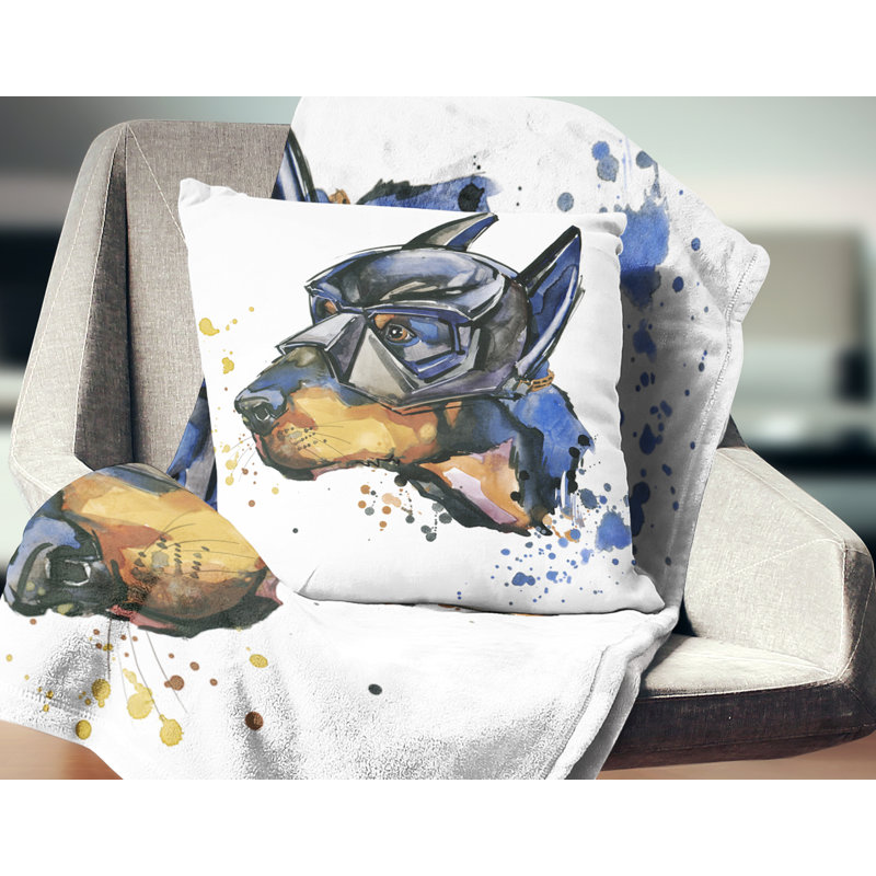 Coussin Doberman Superman, Carré, 18 po x 18 po