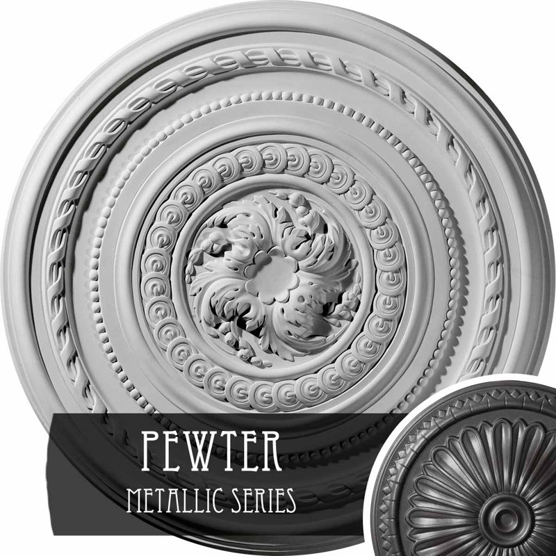 26 médaillon de plafond perle de 26 1/4 po x P 1 1/2 po (convient aux auvents jusqu'à 1 7/8 po), Étain