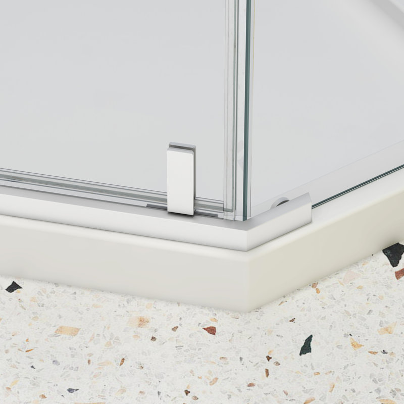 Porte de douche pivotante en blanc mat - verre trempé de 1/4 po de 34,75 po x 72 po - mécanisme de fuite - expérience confortable