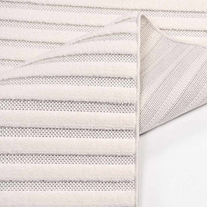 Tapis moderne / rayé beige lavable à la machine antidérapant, Tapis de couloir 2 pi 7 po x 8 pi 3 po