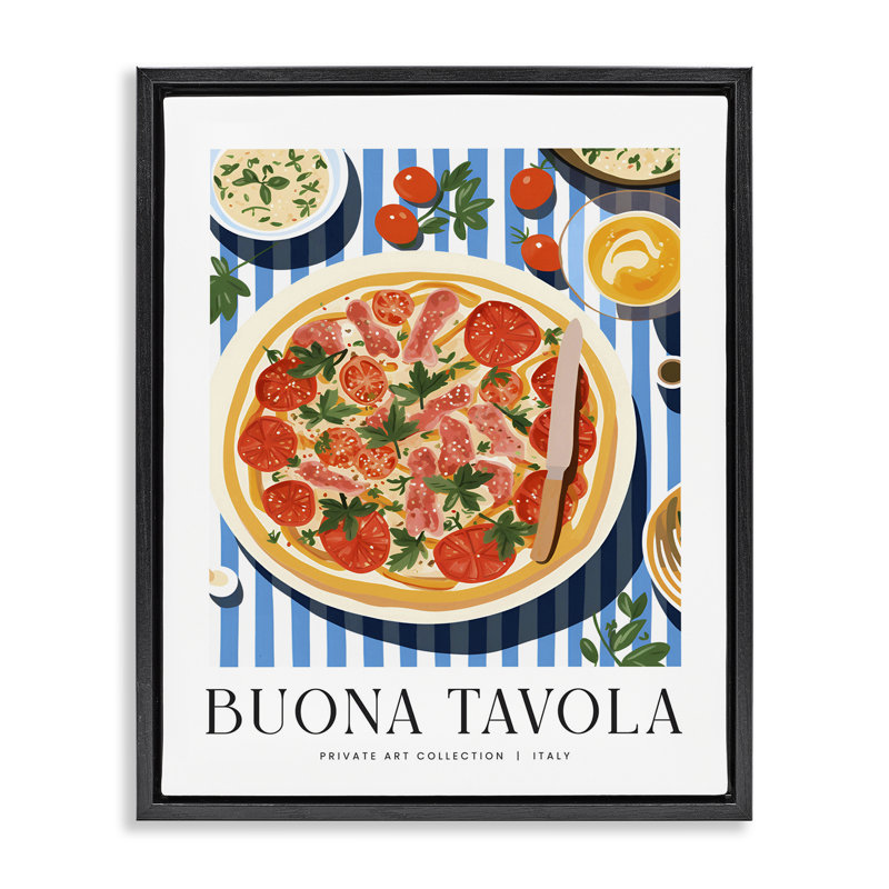 Art mural Buona Tavola, Cadre flottant noir de jais, H 21 po x l 17 po