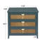 Élégante armoire à 3 tiroirs en rotin naturel et au design américain, polyvalente pour la chambre à coucher, le salon et le bureau.