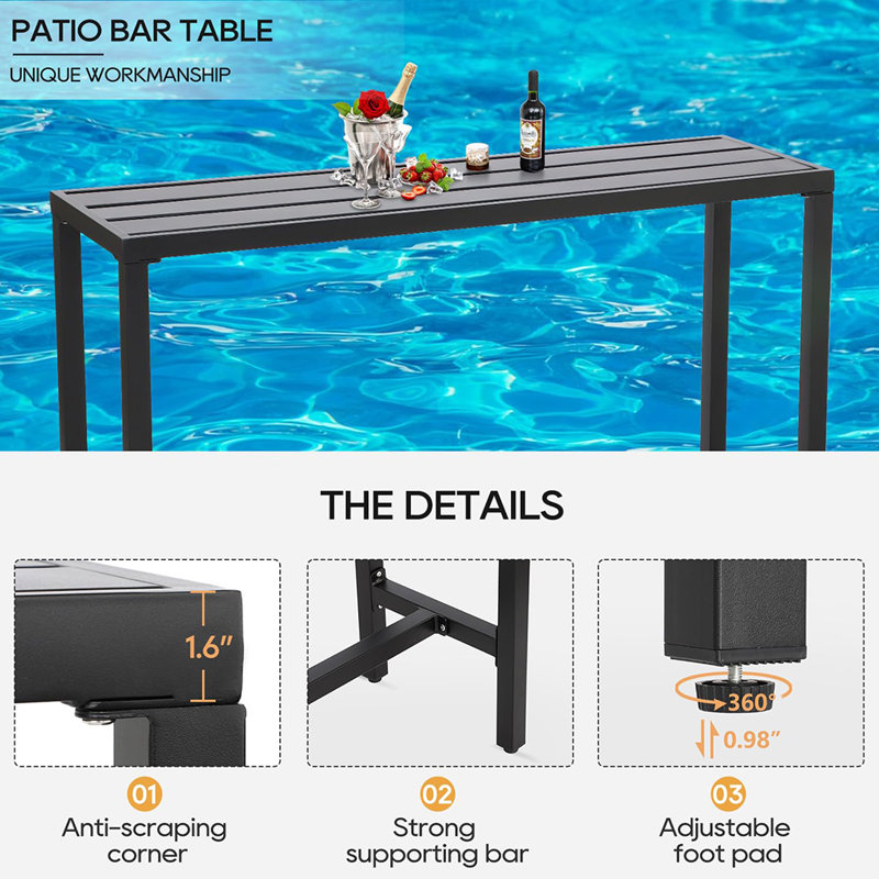 Table de bar d'extérieur, Noir, noir, noir, noir
