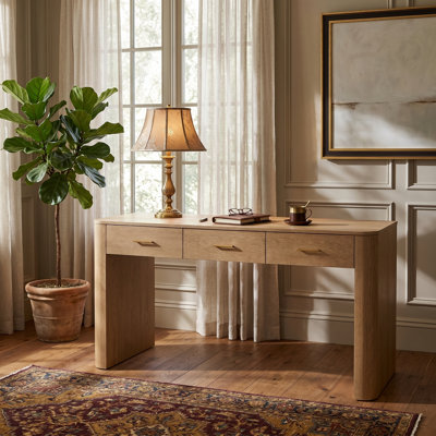 Easton Wooden Writing Desk with 3 Drawers & Rounded Edges