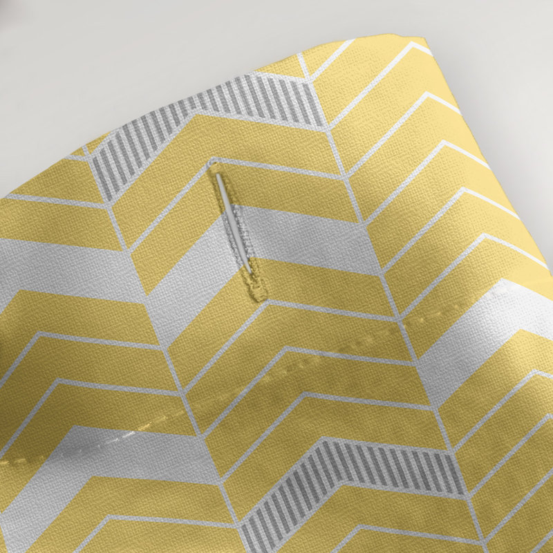 Rideau de douche simple à chevrons, Jaune / Gris