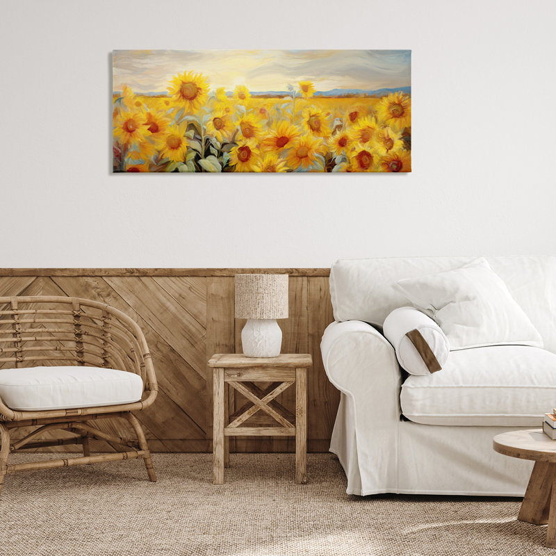Art mural panoramique sur toile de tournesol par Ramona Murdock, H 20 po x l 48 po