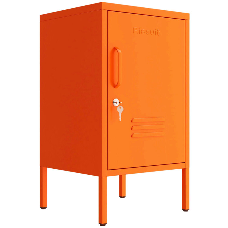 Table de bout à une porte verrouillable en métal, armoire de rangement moderne à hauteur réglable, table multifonctionnelle en acier laminé à froid