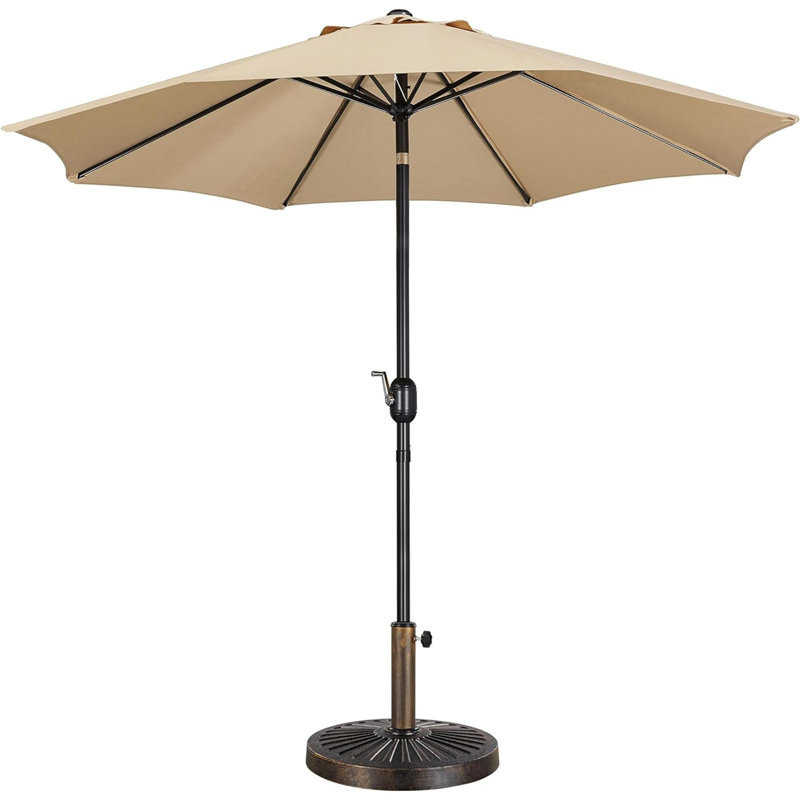 Parasol de marché de 4 po avec manivelle Tamberly, Brun clair