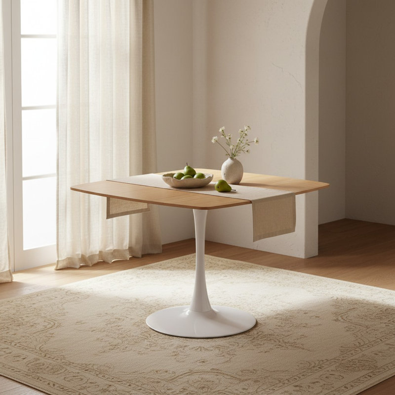 Table de salle à manger pour 4 à 6 personnes avec plateau en MDF, table de salle à manger à piédestal, table basse de loisirs