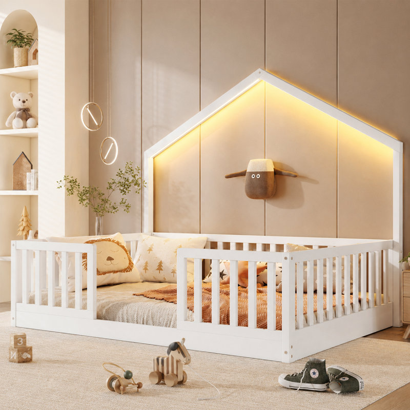 Lit sur pied Montessori, Lit double, Blanc