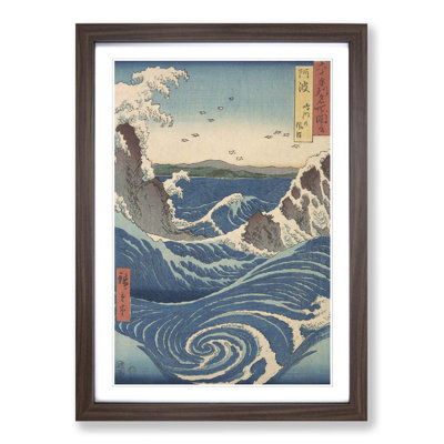 Japanese Oriental Awa Province, Naruto Whirlpools Copy by Utagawa Hiroshige - Framed Print