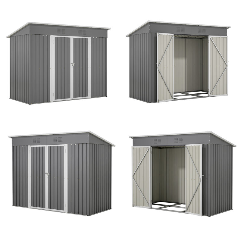 Outdoor Large Metal Storage Shed Foundation Kit Included, 8 ft. x 4 ft.