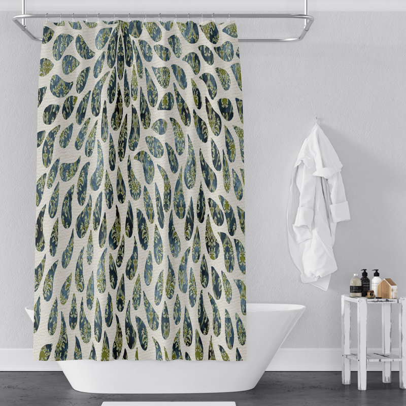 Rideau de douche simple à motif cachemire, H 83 po x l 70 po, Vert