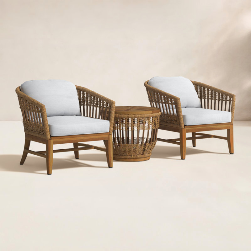 Dunkirk Teak 2 - Person Patio Conversation Set with Cushions