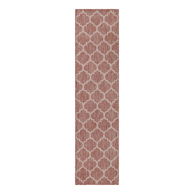 Tapis intérieur / extérieur géométrique rouge rouille