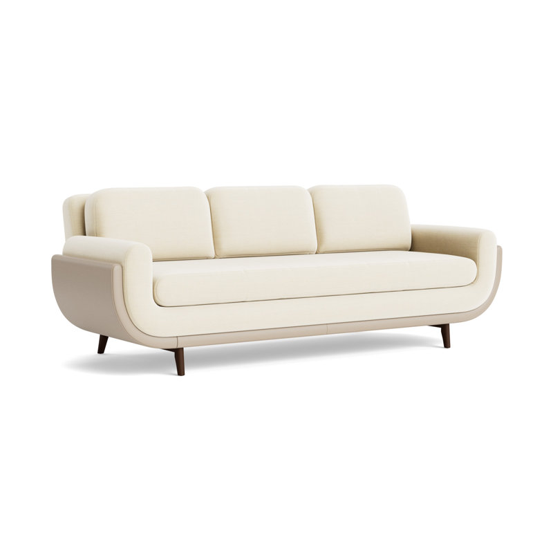 Regatta 90 Sofa, Sienna, Performance Linen-Cream/Greenwich Leather-Taupe