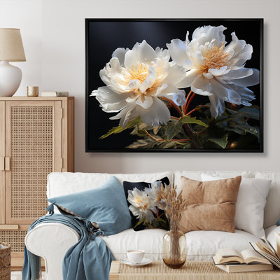 White Pivoines, impression romantique III sur toile