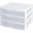 Sterilite Clear Plastic Stackable Small 3 Drawer Storage System, White