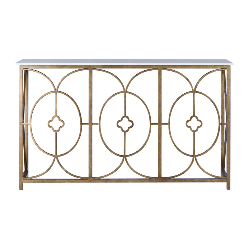 Rogue 60" Console Table, Royal Gold, Carrera Marble