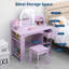Coiffeuse pour enfants avec miroir lumineux et tabouret, bureau réglable à DEL avec rangement pour filles de 3 à 9 ans-1662210275