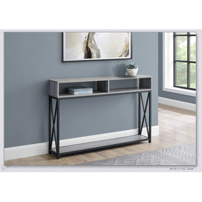 Console étroite en stratifié et métal gris pour vestibule, canapé, décor moderne et contemporain