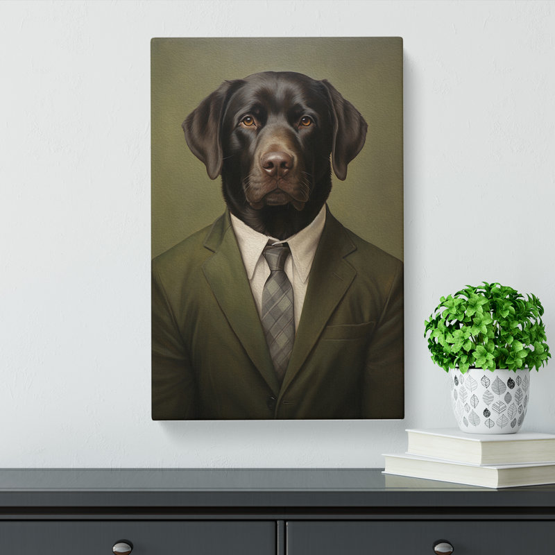 Labrador Retriever in a Suit Painting No.3 - Wrapped Canvas, 76cm H x 50cm W x 3cm D
