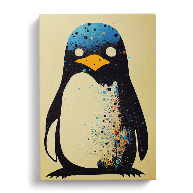 Penguin Graffiti No.6 - Wrapped Canvas, 76cm H x 50cm W x 3cm D
