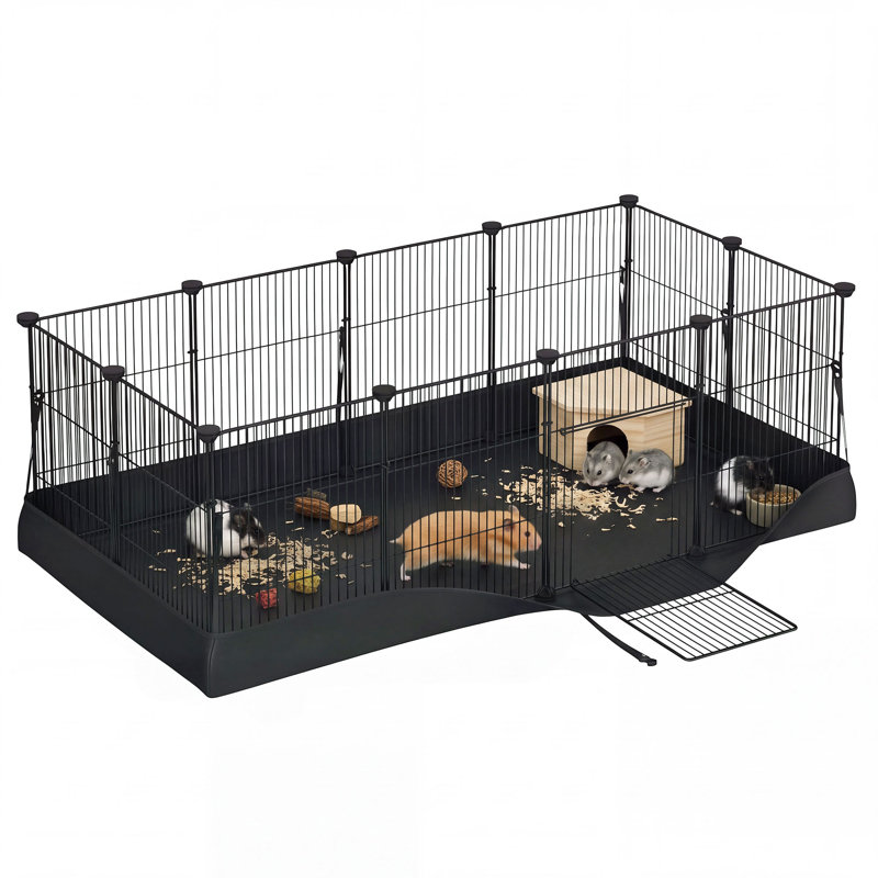 Petit parc d'intérieur pour animaux en fil d'acier avec tapis imperméable et porte