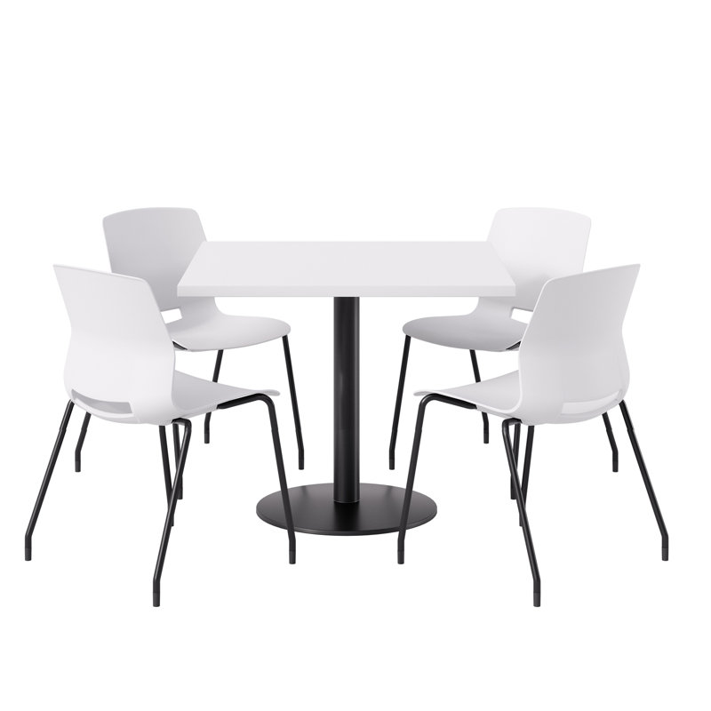 Ensemble repas pour 4 personnes à hauteur de bar, Blanc / noir, H 41 po x L 42 po x l 42 po, Blanc