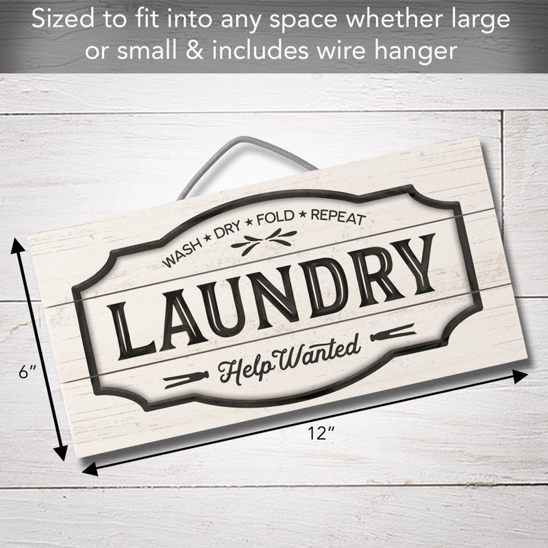 Laundry Help Wanted Hanging Wood Wall Sign