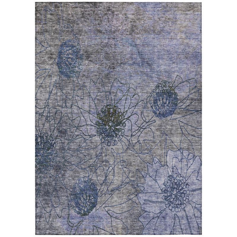 Machine Washable Indoor/Outdoor Leavittsburg ACN2235 Floral Rug, Rectangle 10' x 14'