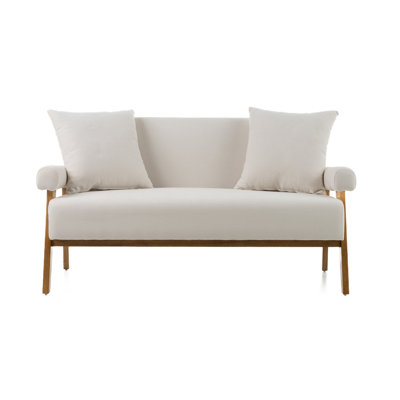  Cynthia - Causeuse moderne en tissu blanc et bois